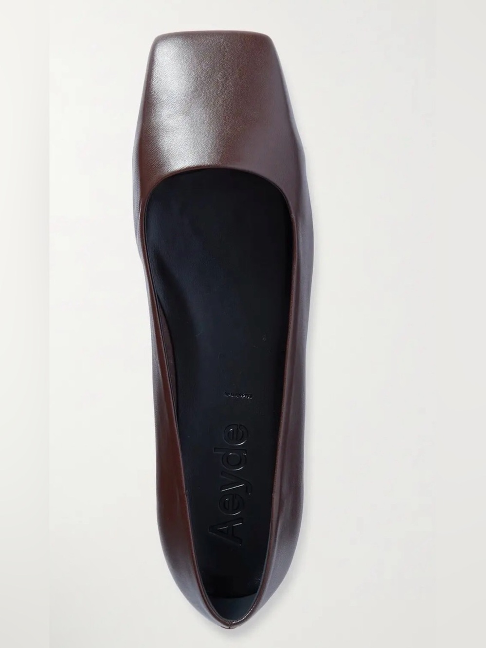 Aeyde Brown Leather Square-Toe Ballet Flat Matti Napa leather ballet Sz 40